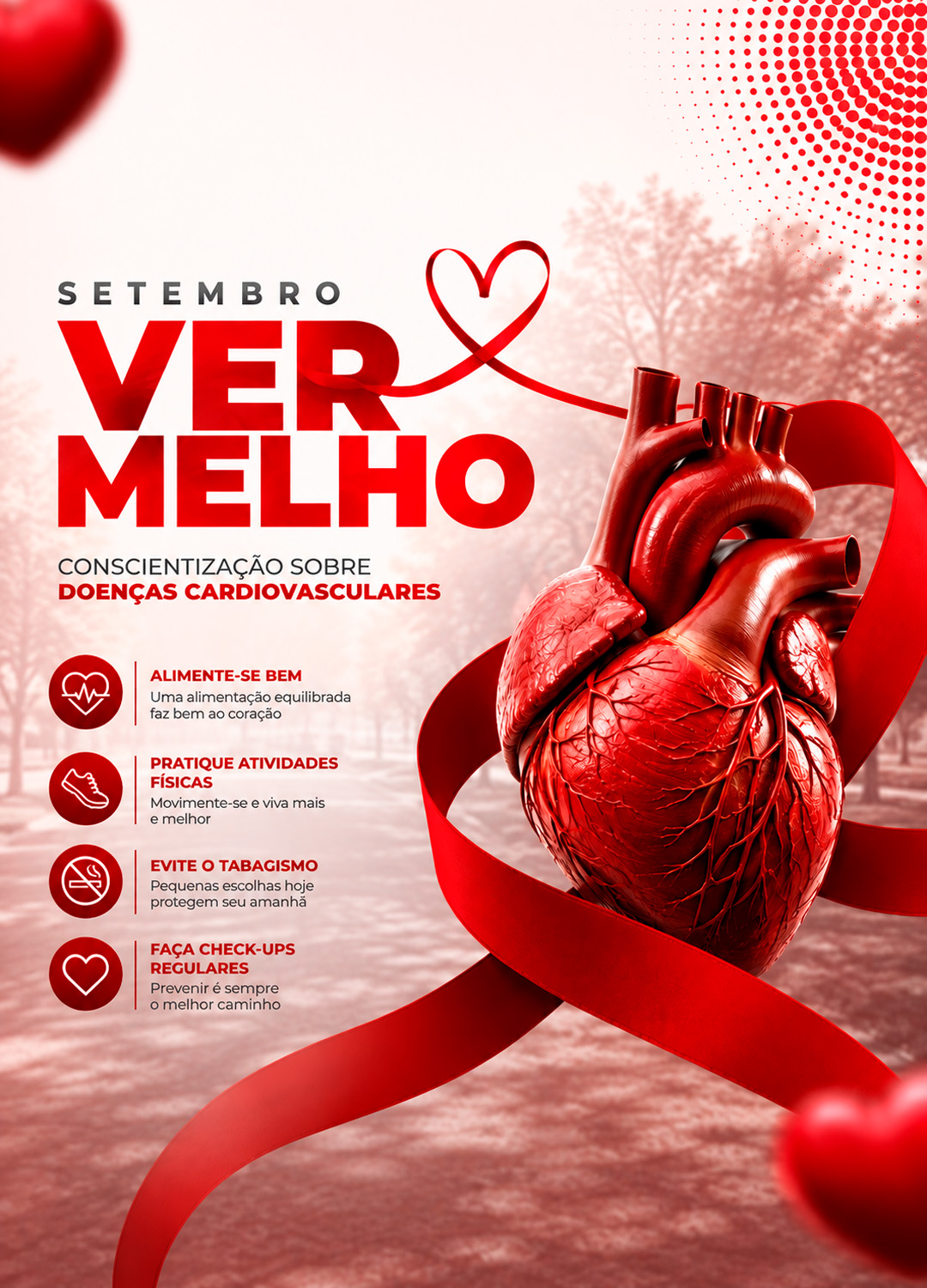 Setembro Vermelho Conscientização sobre doenças cardiovasculares M